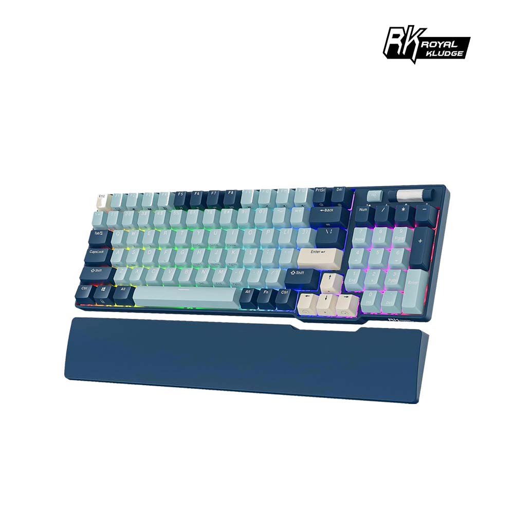 96 90% 藍牙三模無線機械鍵盤 森林藍