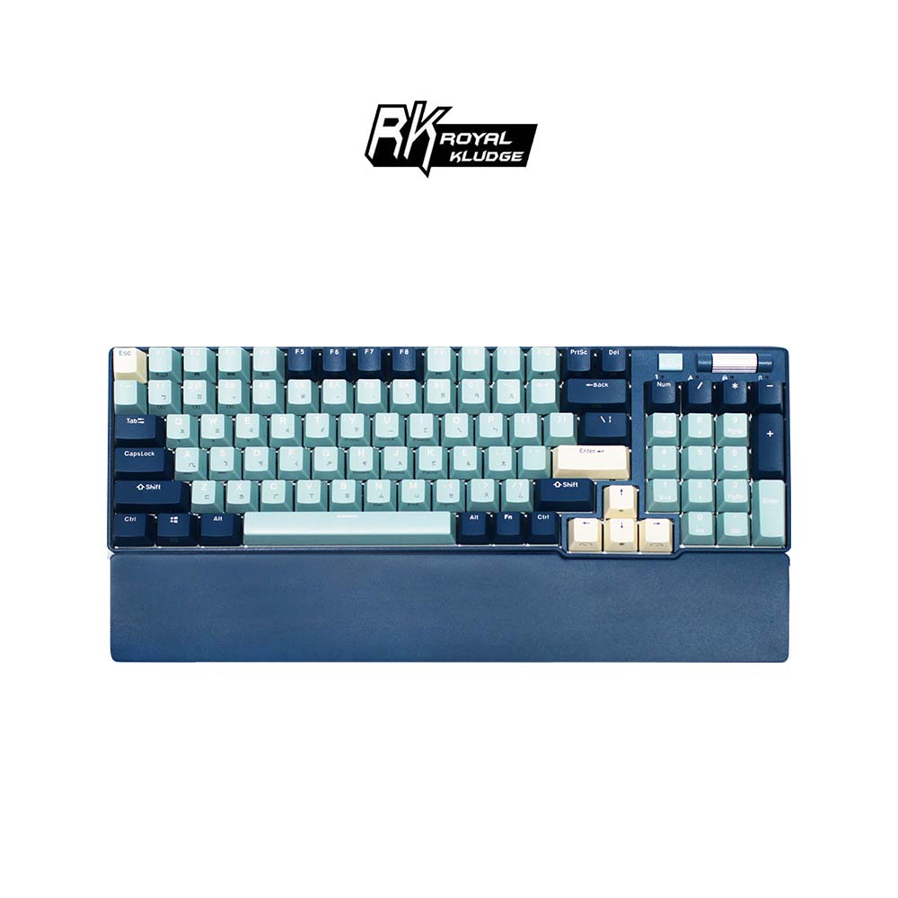 96 90% 藍牙三模無線機械鍵盤 森林藍